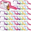 Silkfly 50 Pack Bright Color Clear Toiletry Bag PVC Travel Cosmetic Bag with Handle Strap Makeup Pouch with Zipper for Women Summer Vacation Salon Teacher Gift