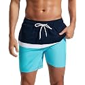 SILKWORLD Mens Swimming Trunks with Compression Liner and Zipper Pockets