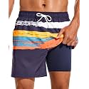 SILKWORLD Mens Swimming Trunks with Compression Liner and Zipper Pockets