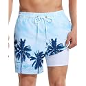 SILKWORLD Mens Swimming Trunks with Compression Liner and Zipper Pockets