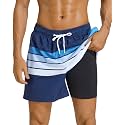 SILKWORLD Mens Swimming Trunks with Compression Liner and Zipper Pockets