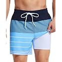 SILKWORLD Mens Swimming Trunks with Compression Liner and Zipper Pockets