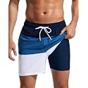 SILKWORLD Mens Swimming Trunks with Compression Liner and Zipper Pockets