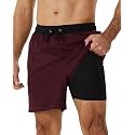 SILKWORLD Mens Swimming Trunks with Compression Liner and Zipper Pockets
