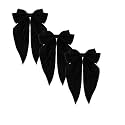 Silky Satin Hair Bows, Oversized Long Tail Bows with Barrette Clips, Coquette Hair Accessories for Women and Girls (Black 3P)