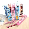 SILLYME 6Pcs Stationery Set For Return Gifts Birthday Party For Kids-Pencil ,Scale ,Eraser-Best Birthday Return Gifts For Kids In Bulk-Return Gifts For Kids Age 3 4 5 6 7 8 12,Ink_Grey