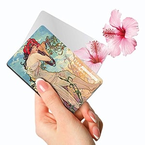 compact card mirror vanity mirror small for wallet case travel purse handheld compact pocket mirror_amedo modigliani_jeanne hebuterne in a large hat 120