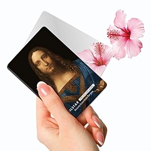 compact card mirror unbreakable acrylic makeup mirror vanity mirror small for wallet case travel purse handheld compact pocket mirror_leonardo da vinci_ salvator mundi 124