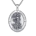 Silver/14K Gold Patron Saint Medal Amulet Necklace for Men Women