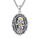 Silver/14K Gold Patron Saint Medal Amulet Necklace for Men Women