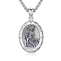 Silver/14K Gold Patron Saint Medal Amulet Necklace for Men Women