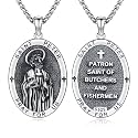 Silver/14K Gold Patron Saint Medal Amulet Necklace for Men Women