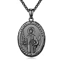 Silver/14K Gold Patron Saint Medal Amulet Necklace for Men Women