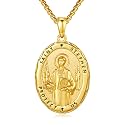 Silver/14K Gold Patron Saint Medal Amulet Necklace for Men Women