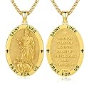 Silver/14K Gold Patron Saint Medal Amulet Necklace for Men Women