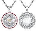 Silver/14K Gold Patron Saint Medal Amulet Necklace for Men Women