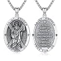 Silver/14K Gold Patron Saint Medal Amulet Necklace for Men Women