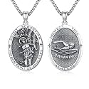 Silver/14K Gold Patron Saint Medal Amulet Necklace for Men Women