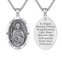 Silver/14K Gold Patron Saint Medal Amulet Necklace for Men Women