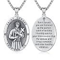 Silver/14K Gold Patron Saint Medal Amulet Necklace for Men Women