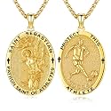 Silver/14K Gold Patron Saint Medal Amulet Necklace for Men Women