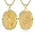 Silver/14K Gold Patron Saint Medal Amulet Necklace for Men Women
