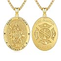 Silver/14K Gold Patron Saint Medal Amulet Necklace for Men Women
