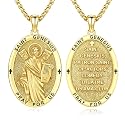 Silver/14K Gold Patron Saint Medal Amulet Necklace for Men Women