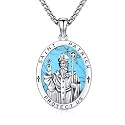 Silver/14K Gold Patron Saint Medal Amulet Necklace for Men Women