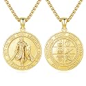 Silver/14K Gold Patron Saint Medal Amulet Necklace for Men Women