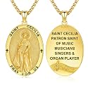 Silver/14K Gold Patron Saint Medal Amulet Necklace for Men Women