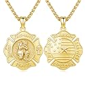 Silver/14K Gold Patron Saint Medal Amulet Necklace for Men Women