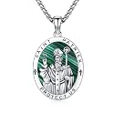Silver/14K Gold Patron Saint Medal Amulet Necklace for Men Women
