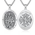 Silver/14K Gold Patron Saint Medal Amulet Necklace for Men Women