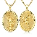 Silver/14K Gold Patron Saint Medal Amulet Necklace for Men Women