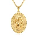 Silver/14K Gold Patron Saint Medal Amulet Necklace for Men Women