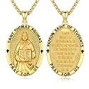 Silver/14K Gold Patron Saint Medal Amulet Necklace for Men Women
