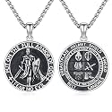 Silver/14K Gold Patron Saint Medal Amulet Necklace for Men Women