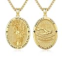 Silver/14K Gold Patron Saint Medal Amulet Necklace for Men Women