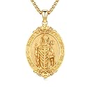 Silver/14K Gold Patron Saint Medal Amulet Necklace for Men Women
