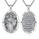 Silver/14K Gold Patron Saint Medal Amulet Necklace for Men Women