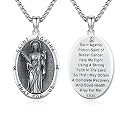 Silver/14K Gold Patron Saint Medal Amulet Necklace for Men Women