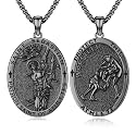 Silver/14K Gold Patron Saint Medal Amulet Necklace for Men Women