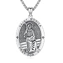 Silver/14K Gold Patron Saint Medal Amulet Necklace for Men Women
