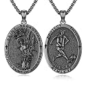 Silver/14K Gold Patron Saint Medal Amulet Necklace for Men Women