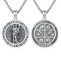 Silver/14K Gold Patron Saint Medal Amulet Necklace for Men Women