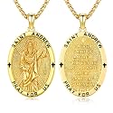 Silver/14K Gold Patron Saint Medal Amulet Necklace for Men Women