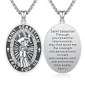 Silver/14K Gold Patron Saint Medal Amulet Necklace for Men Women