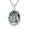 Silver/14K Gold Patron Saint Medal Amulet Necklace for Men Women