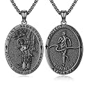 Silver/14K Gold Patron Saint Medal Amulet Necklace for Men Women